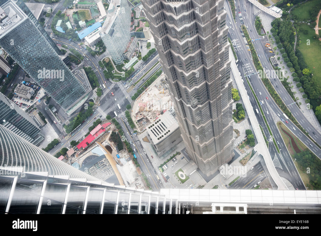 Vue d'oiseau paysage urbain dans la ville de Shanghai de Chine Banque D'Images