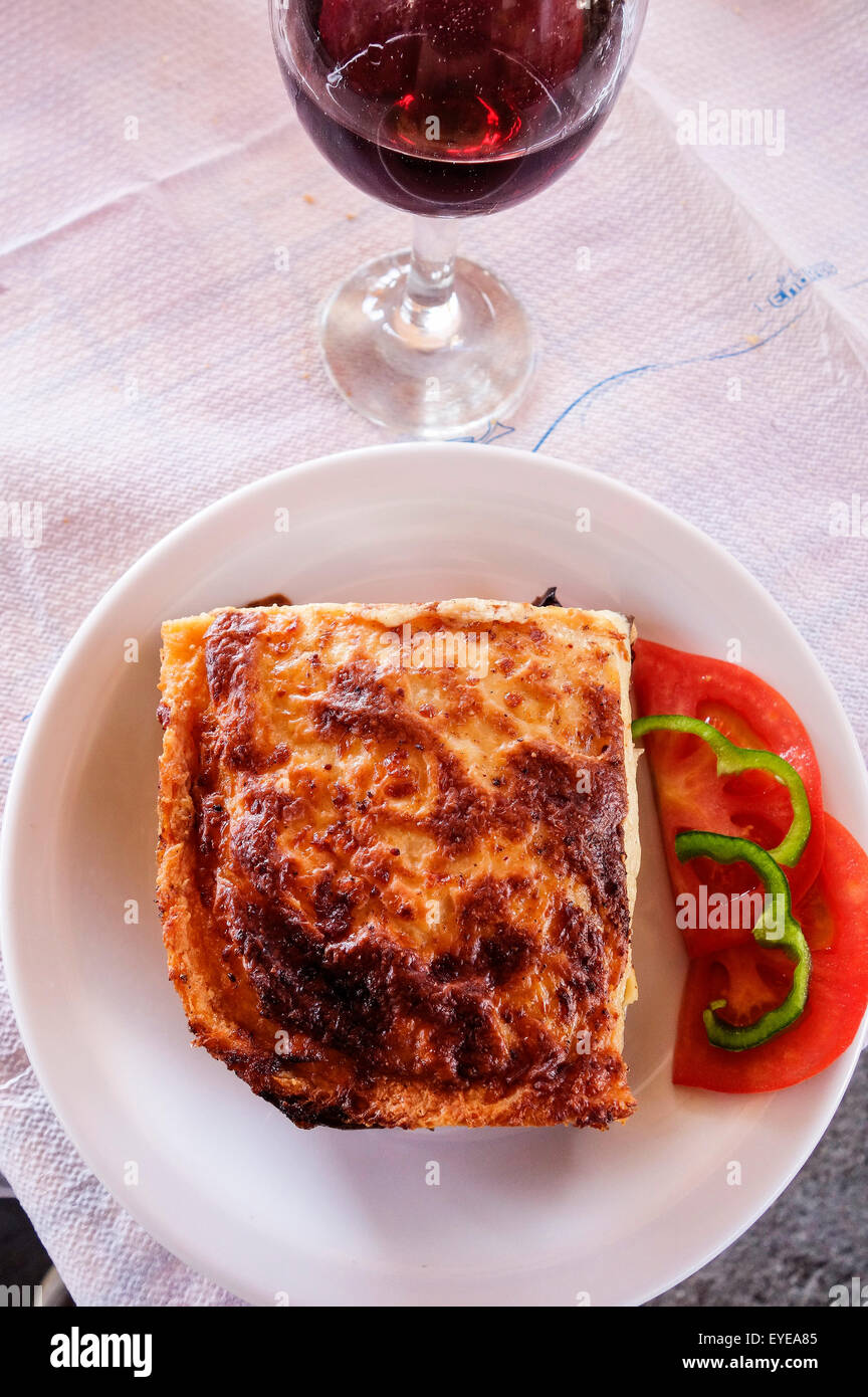 La cuisine grecque, la moussaka Banque D'Images