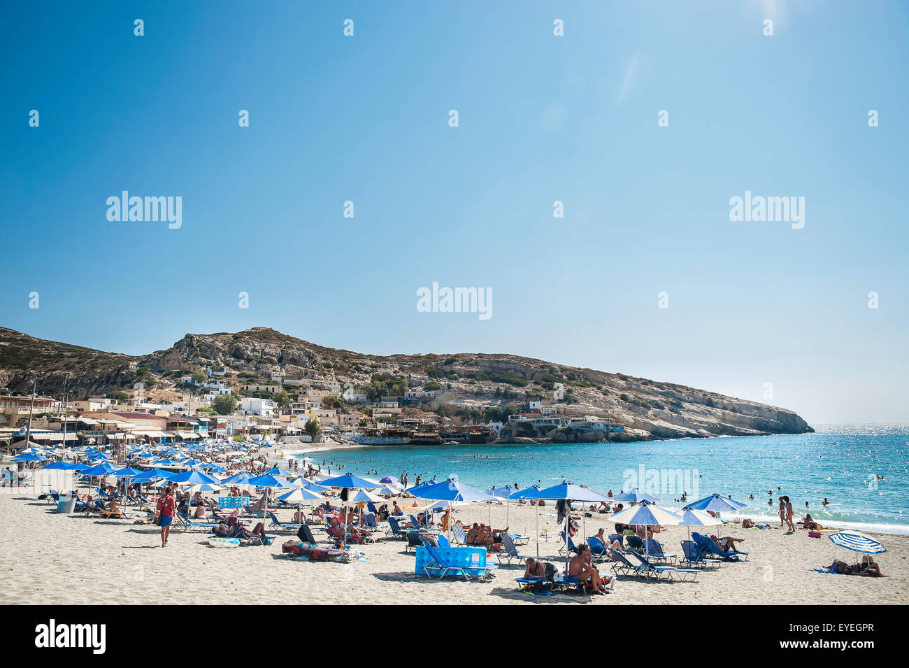 La plage de Matala, Crète, Grèce Banque D'Images