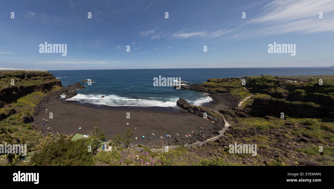 Plage vue panoramique - panorama de l'océan , bollullo beach, Tenerife, Espagne Banque D'Images