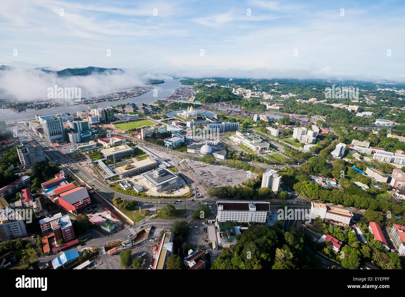 Vue aérienne de Bandar Seri Begawan, la capitale de Brunei, Bandar Seri Begawan, Brunei Banque D'Images