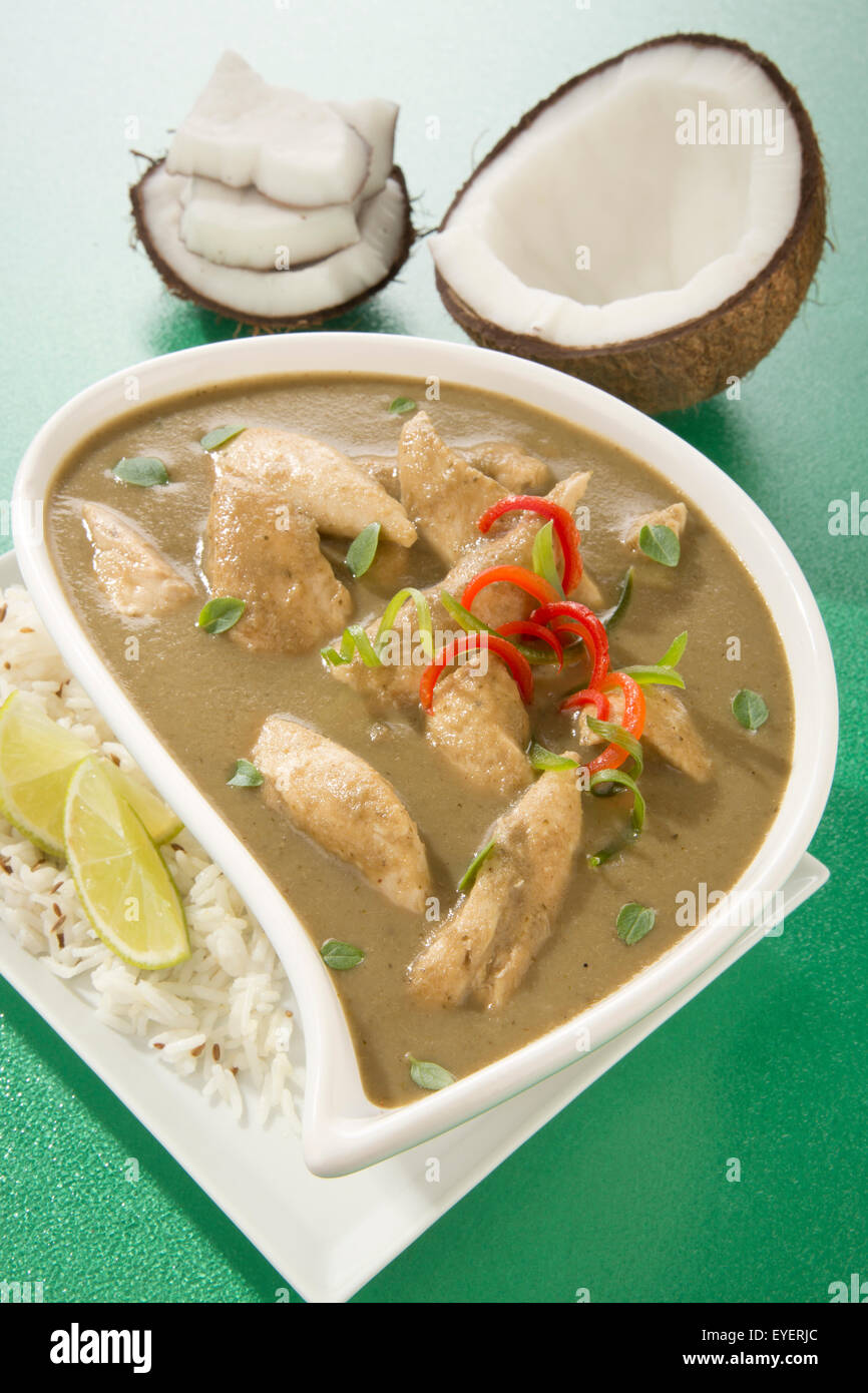 Repas au curry vert thaïlandais Banque D'Images