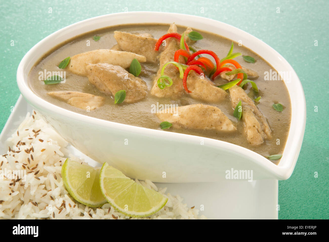 Repas au curry vert thaïlandais Banque D'Images