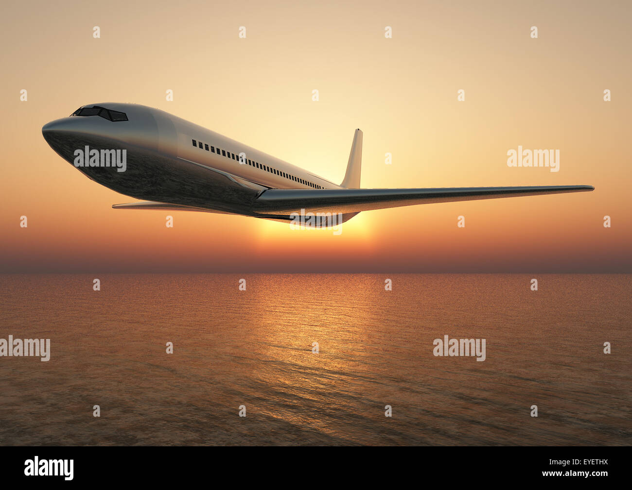 3d avion en vol, vol, vacances, voyage d'affaires Banque D'Images