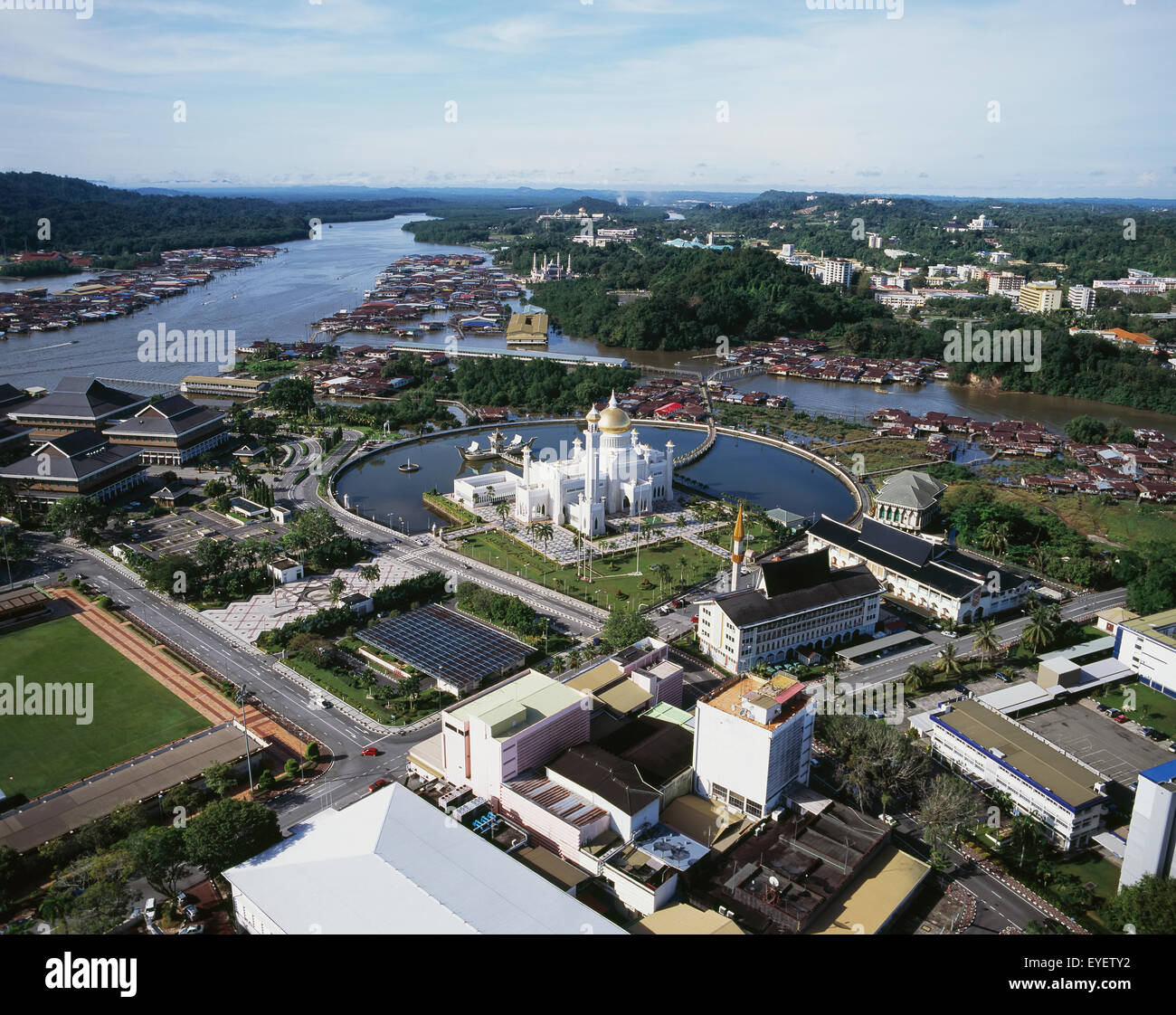 Vue aérienne de Bandar Seri Begawan, Bandar Seri Begawan, Brunei Banque D'Images