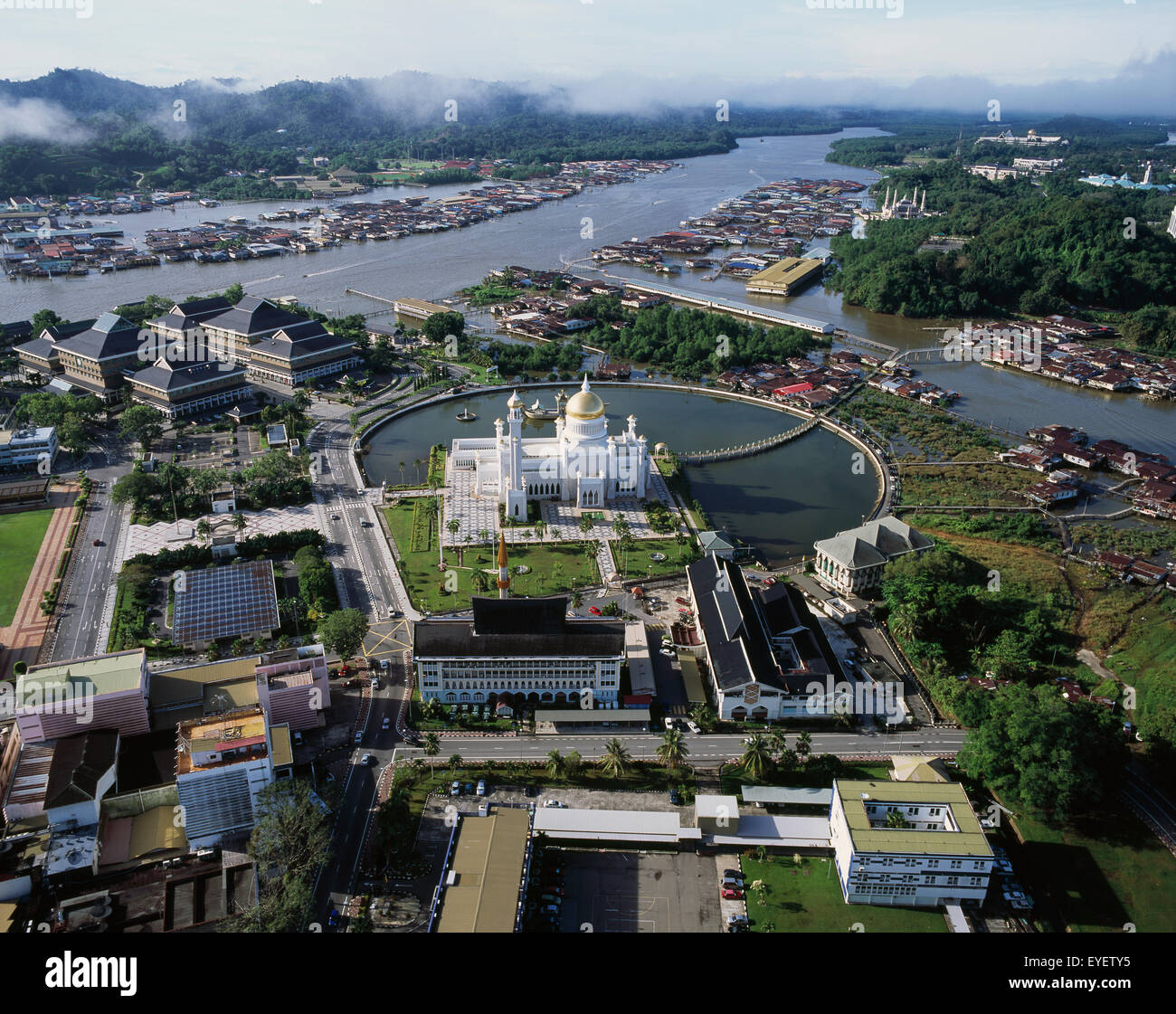 Vue aérienne de Bandar Seri Begawan, Bandar Seri Begawan, Brunei Banque D'Images