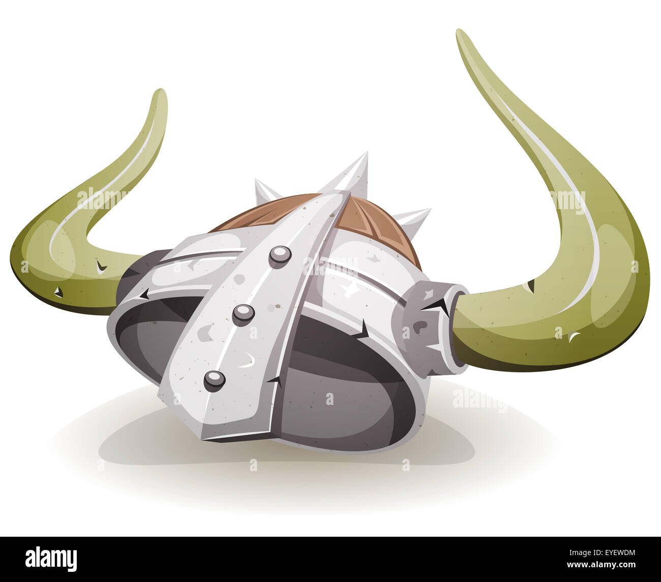 Illustration d'un design cartoon guerrier viking casque, faite de bois, pierres et métal fer Banque D'Images