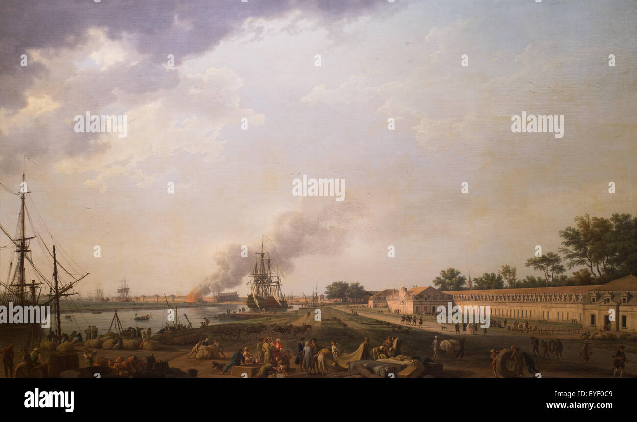 Vue du port de Rochefort, extraite du Magasin des Colonies 07/12/2013 - 18e siècle Collection Banque D'Images