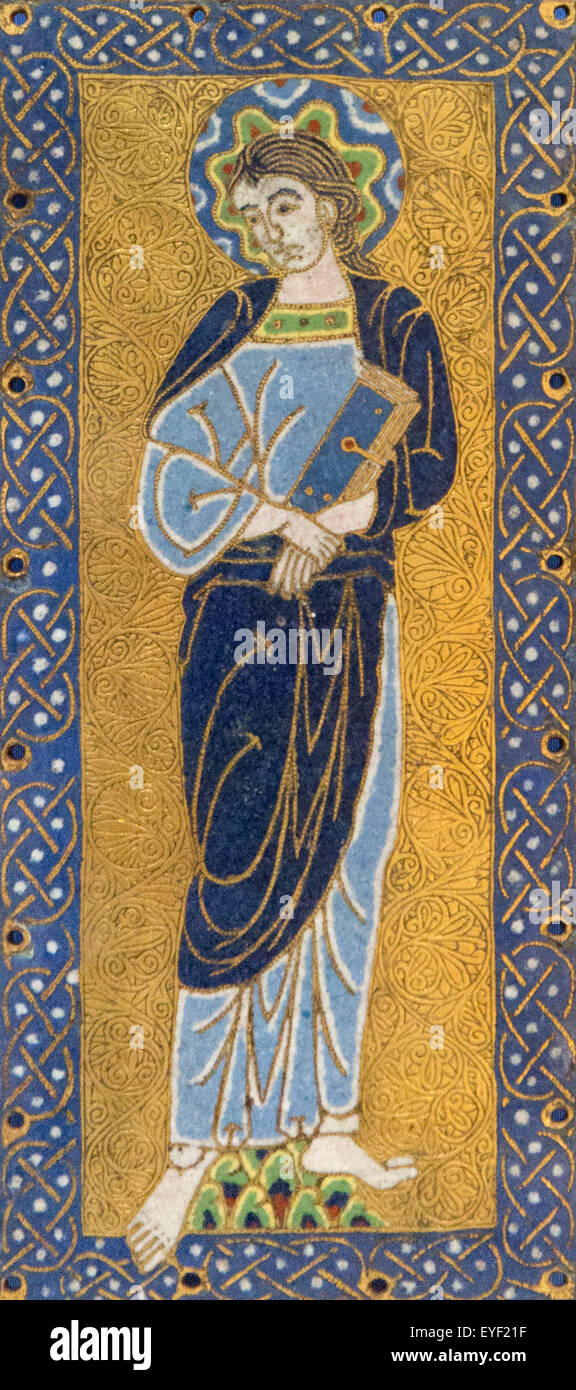 Plaques avec la Vierge. Ces plaques d'émail ont été initialement fixé au bras d'une grande croix. La Vierge et de Saint Jean sont traditionnellement placés de chaque côté de la crucifixion. La relation étroite de la Vierge au Christ signifie qu'elle est souvent montré g Banque D'Images