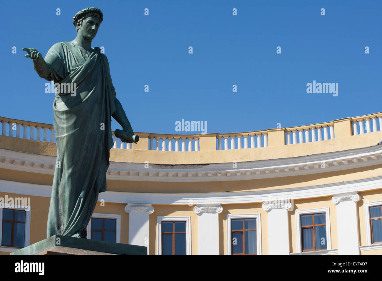 Statue du duc de Richelieu en haut de l'Étapes Potemkine ; Odessa, Ukraine Banque D'Images