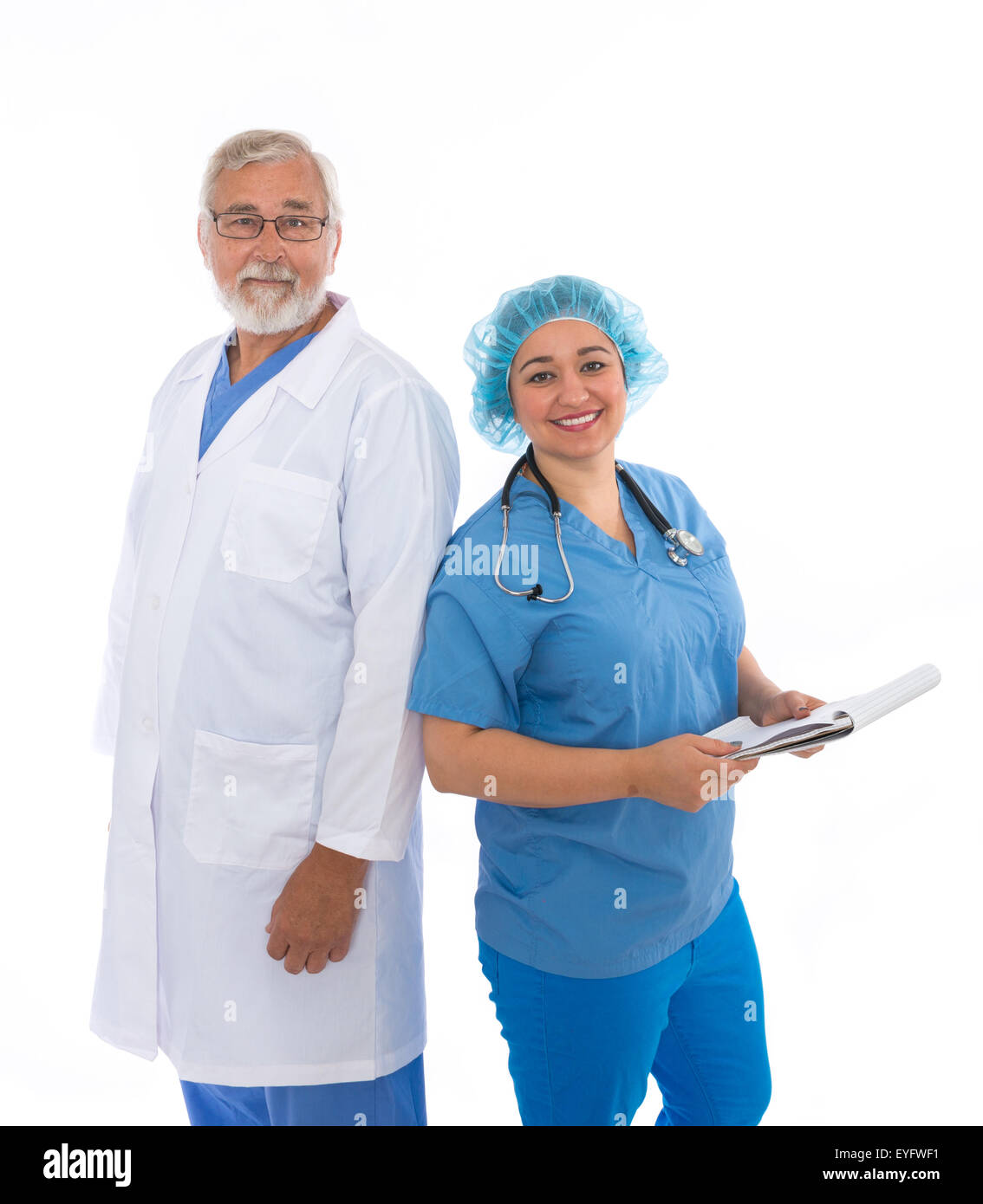 Doctor and Nurse looking at camera Banque D'Images