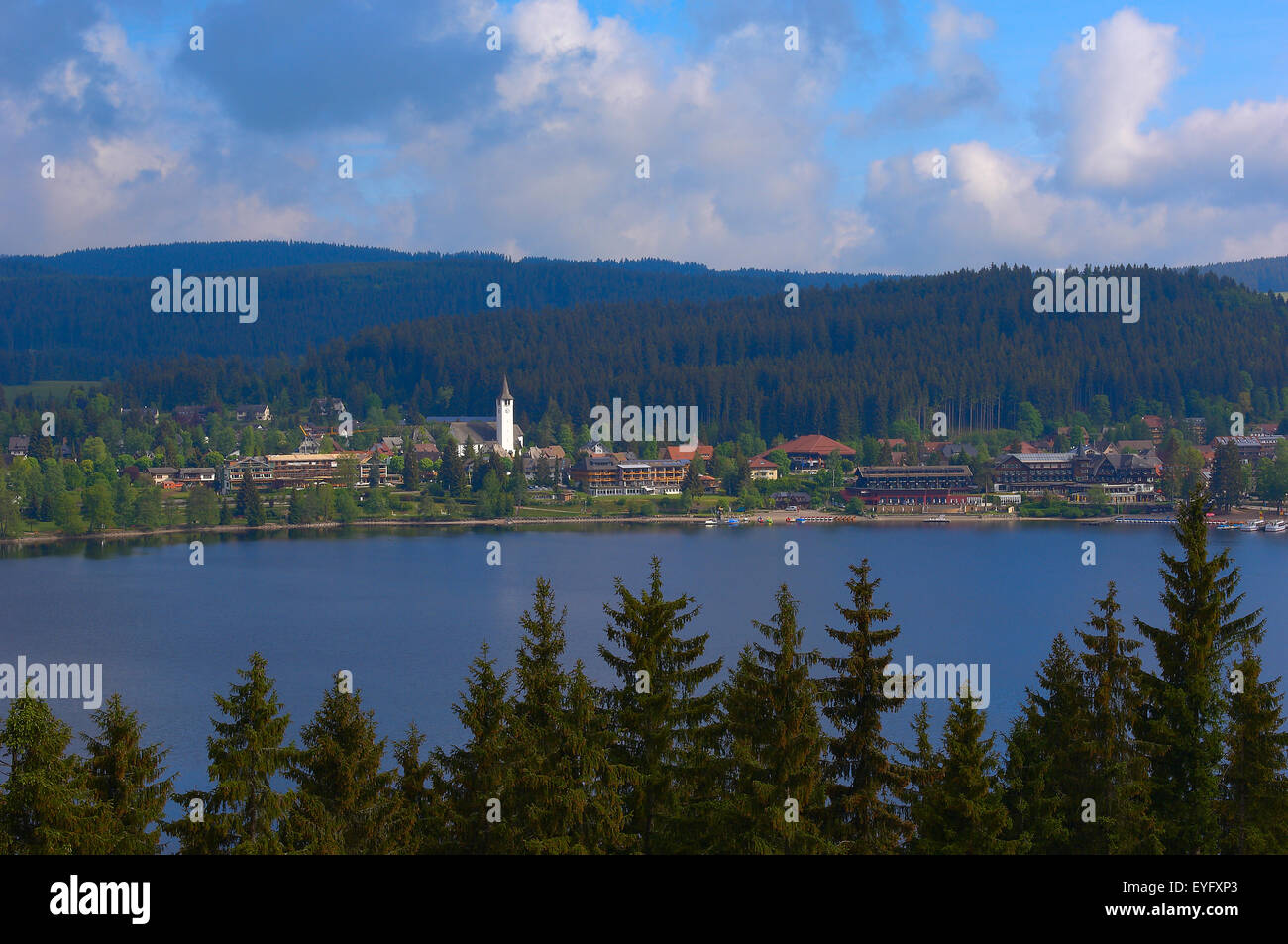 Le lac de Titisee, Forêt-Noire, Schwarzwald, Baden Wurtemberg, Allemagne Banque D'Images