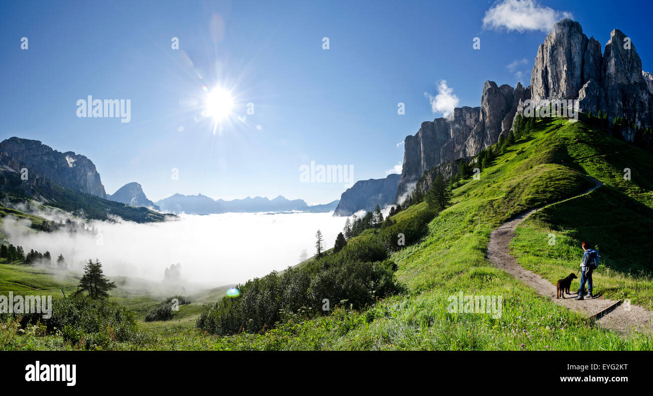 Italie Dolomites Sella mts. de Gardena Pass Grödner Joch sentier de Pisciadù Hut 666 trail Banque D'Images