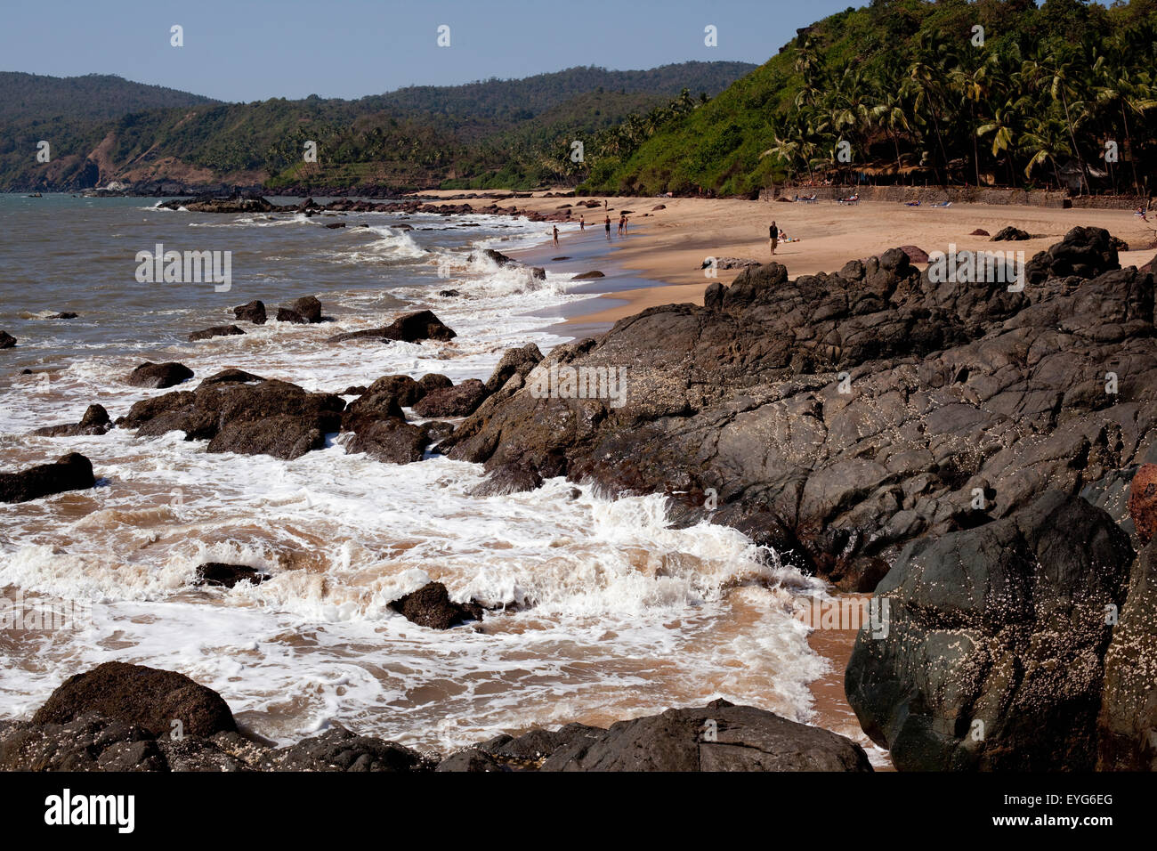 Scène de plage, Cola beach, Goa, Inde. Banque D'Images