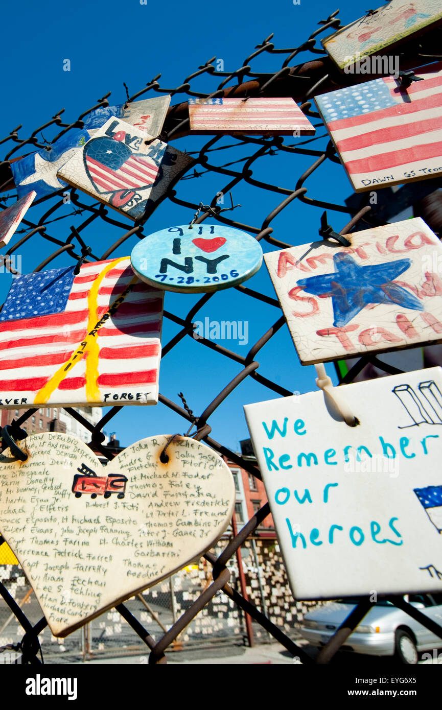 600x600 pour l'Amérique, le 11 septembre 2001 à West Village, à Manhattan, New York, USA Banque D'Images