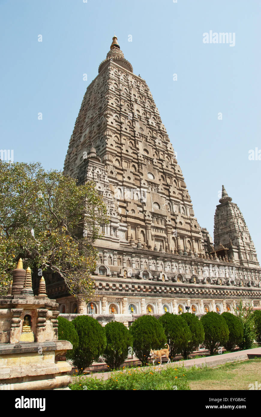 L'Inde, le Bihar, l'extérieur du Temple de la Mahabodhi Bodhgaya ; Banque D'Images