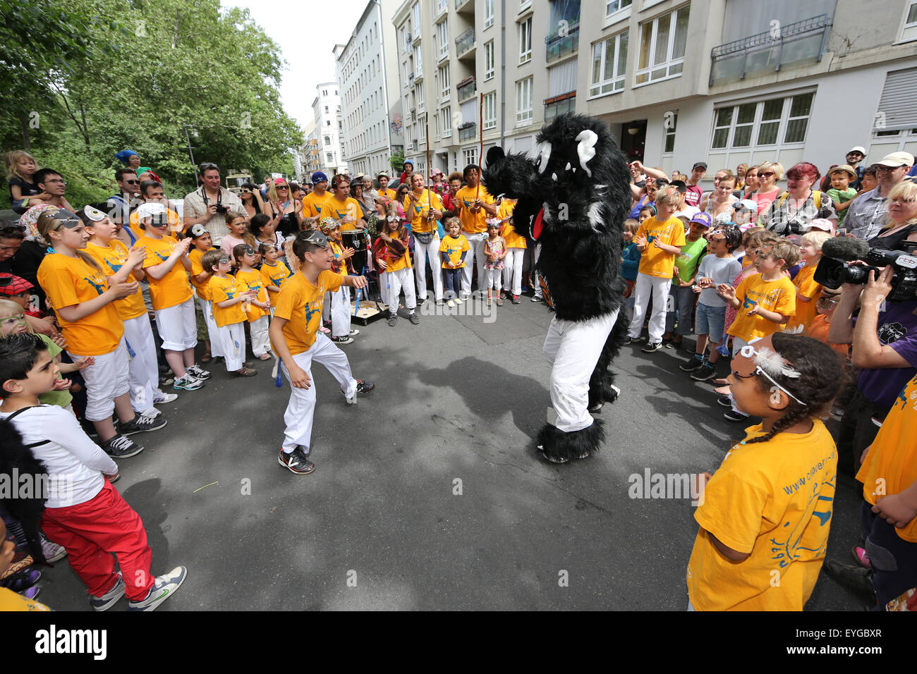 Berlin, Allemagne, groupe de Capoeira dans le Carnaval des Cultures Banque D'Images