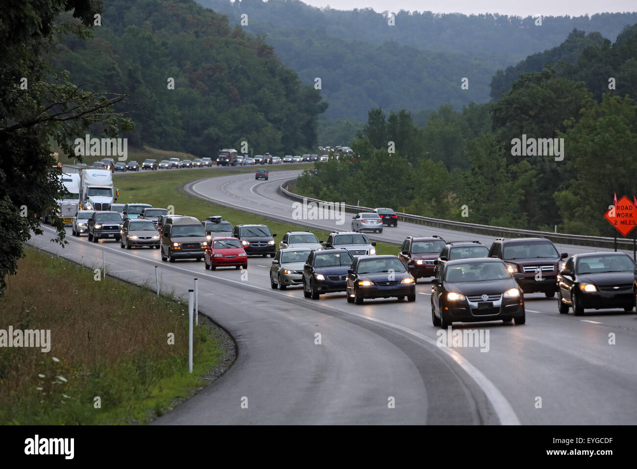 Charlotte, États-Unis, ralentir la circulation sur l'autoroute Banque D'Images