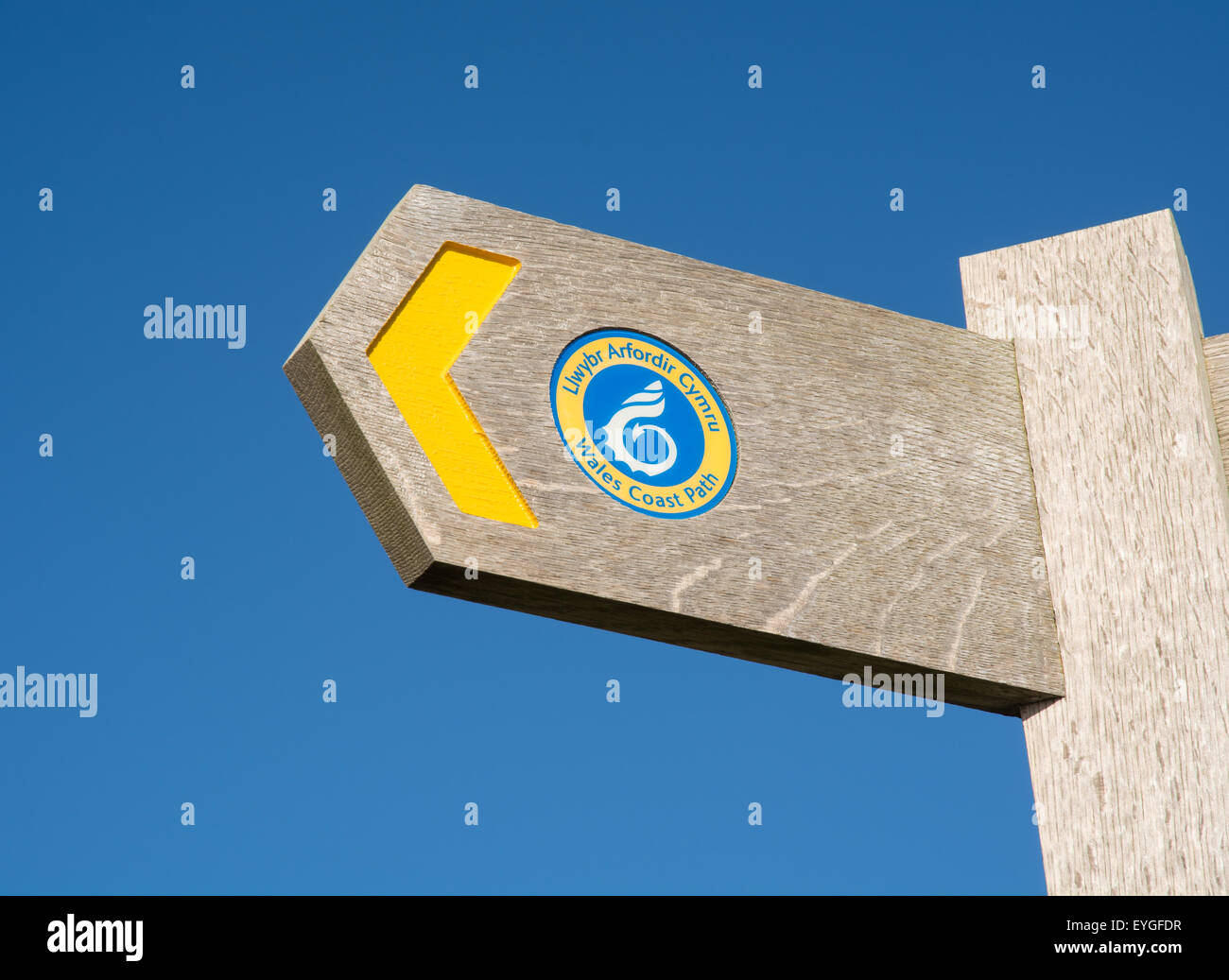 Sentier signe pour le pays de Galles Coast Path Banque D'Images