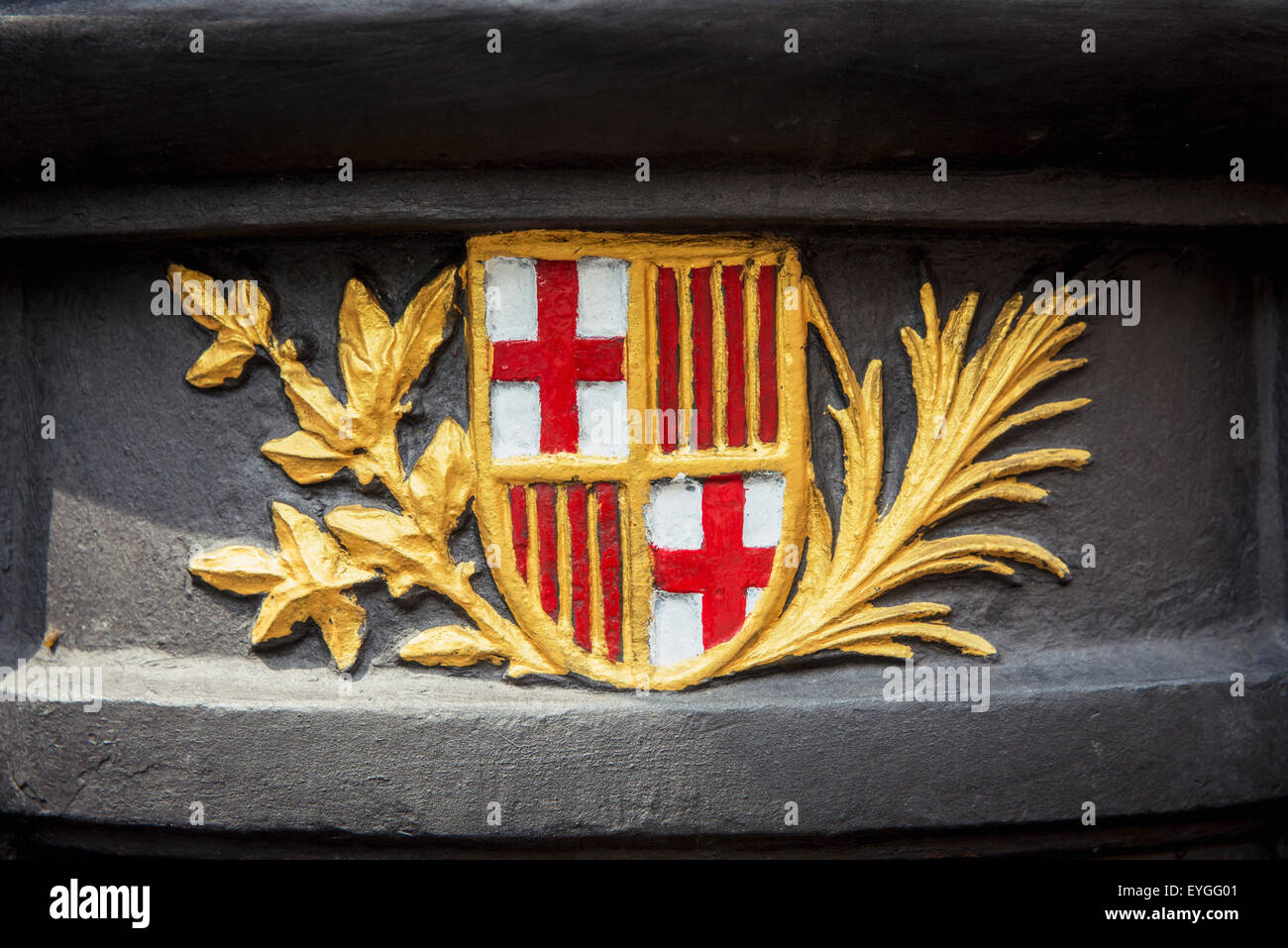 Espagne, ville armoiries en font de Canaletes dans La Rambla, Barcelone Banque D'Images