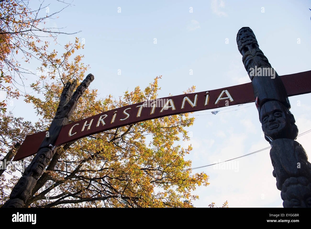 Le Danemark, l'entrée au quartier Christiania Copenhague ; Banque D'Images