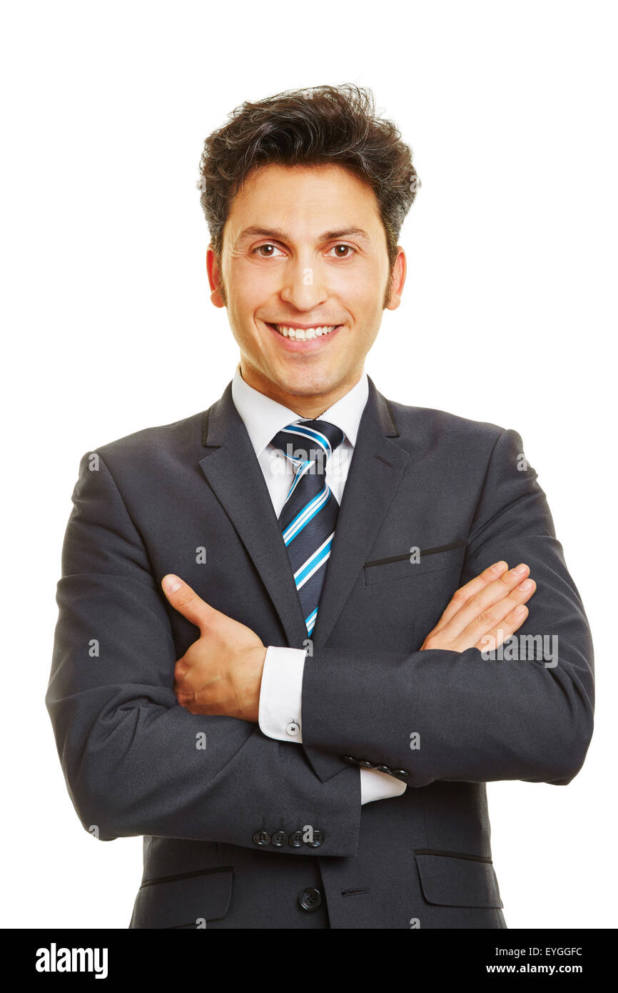 Smiling business manager, les bras croisés frontale Banque D'Images