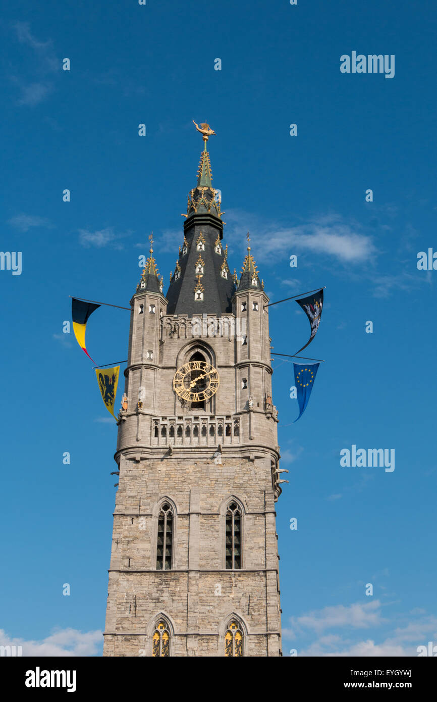 Tour du beffroi de Gand en Flandre, Belgique Banque D'Images