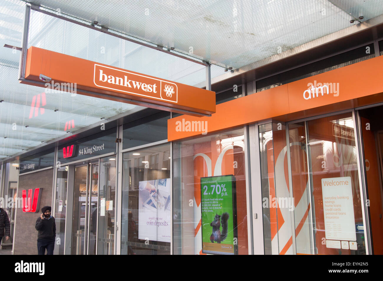Succursales de banque Westpac et Bankwest dans King Street, centre-ville de Sydney, nouvelle galles du Sud, Australie Banque D'Images