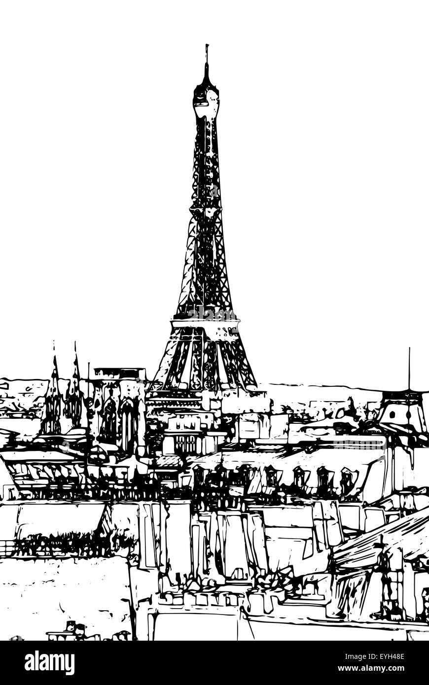 À la tombée de la tour Eiffel Illustration de Vecteur