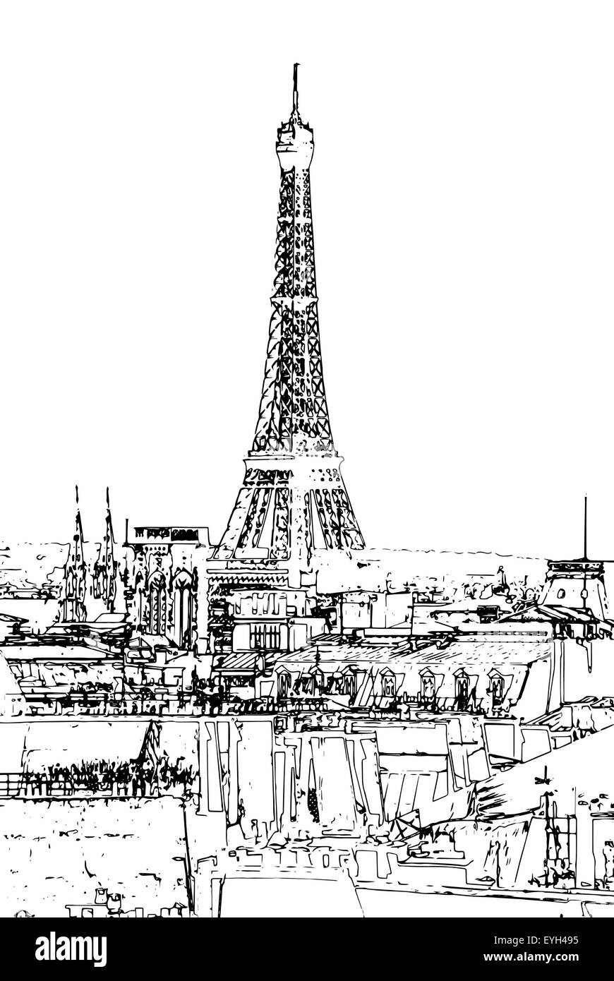 À la tombée de la tour Eiffel Illustration de Vecteur