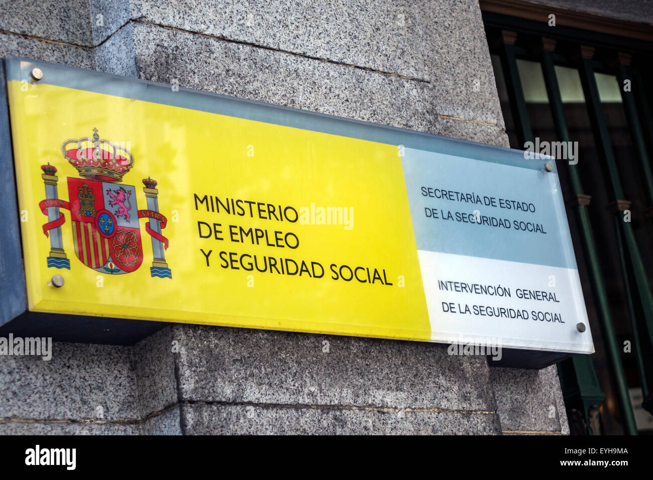 Madrid Espagne,Ministerio de Empleo y Seguridad social,Employment & social Security Ministry,Headquarters,Building sign,government,Agency,Shield,Spain15 Banque D'Images