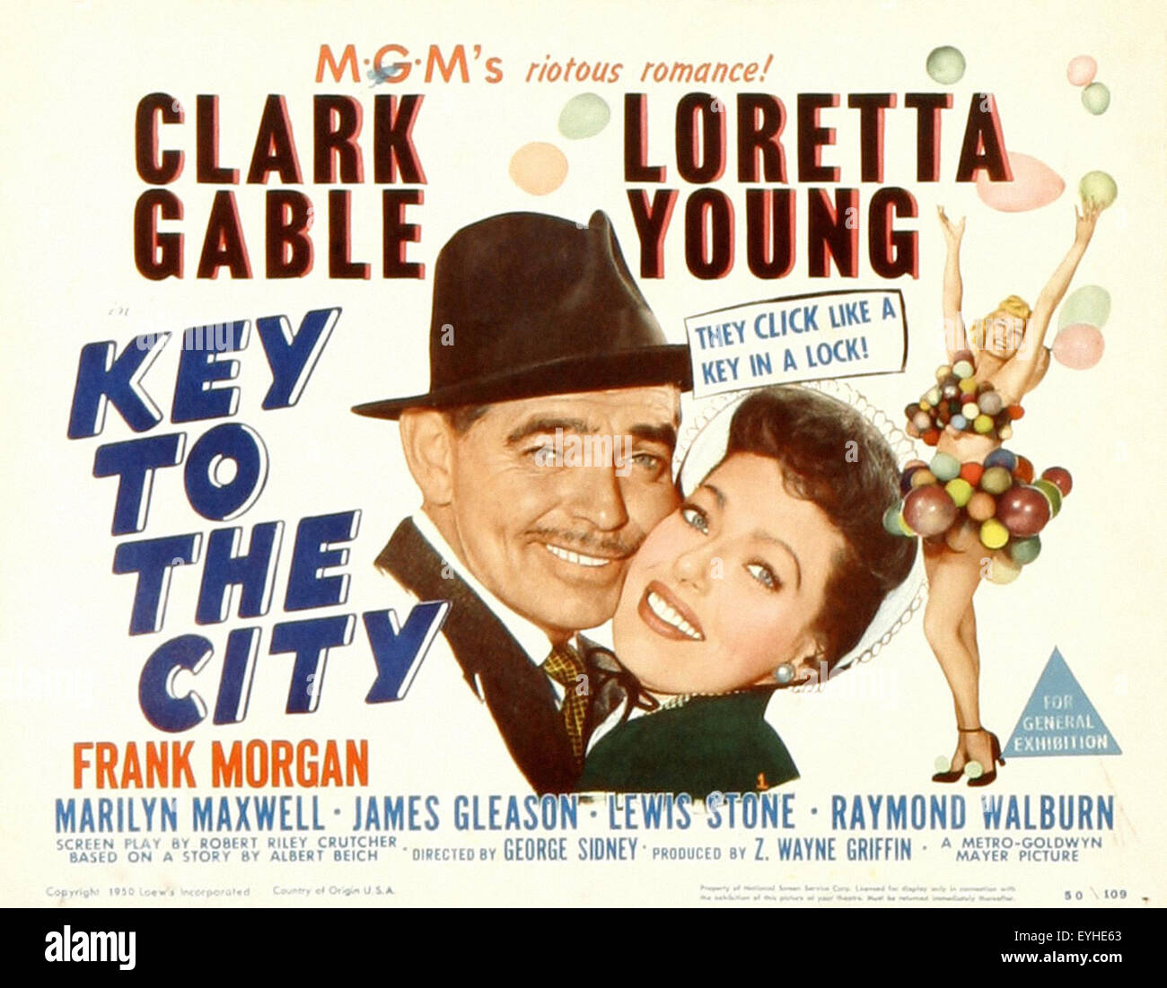 Clé de la ville - Clark Gable - Loretta Young - Film Poster Banque D'Images