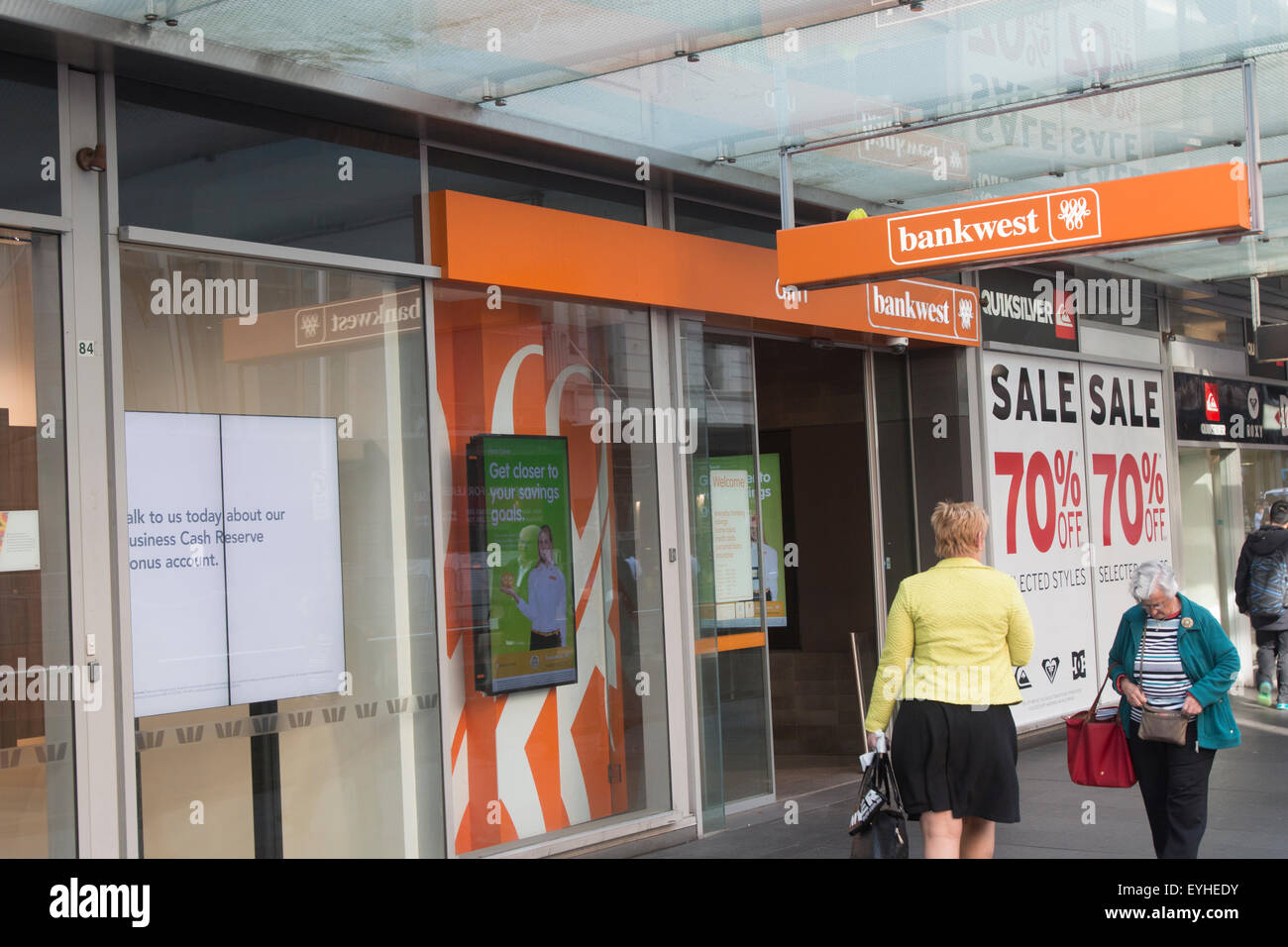 Succursale de Bankwest Bank dans King Street, Sydney centre-ville, Australie Banque D'Images