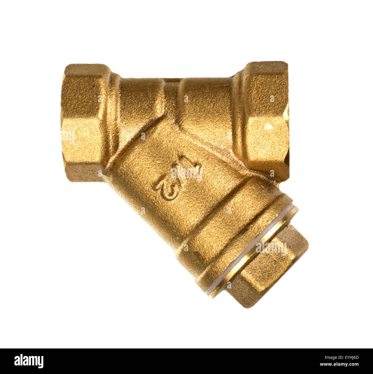 Le filtre à eau en bronze isolé sur fond blanc Banque D'Images
