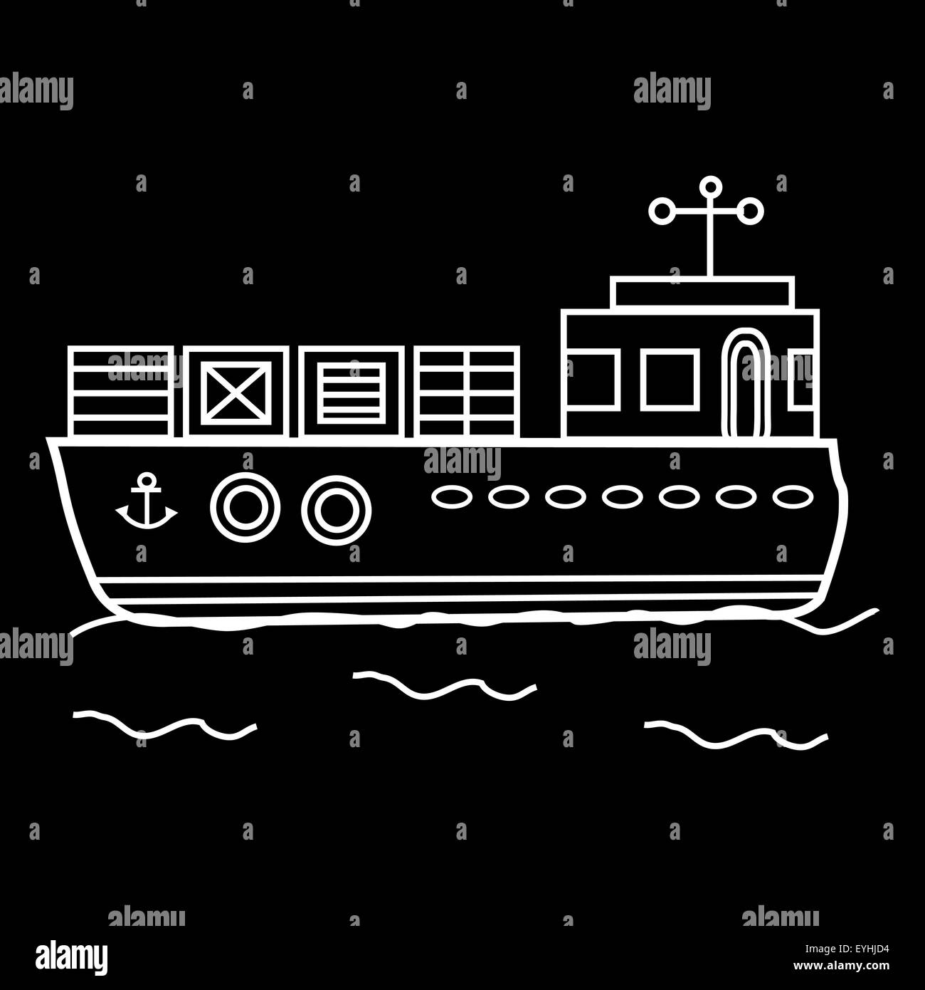 Barge cargo ship avec des conteneurs Illustration de Vecteur