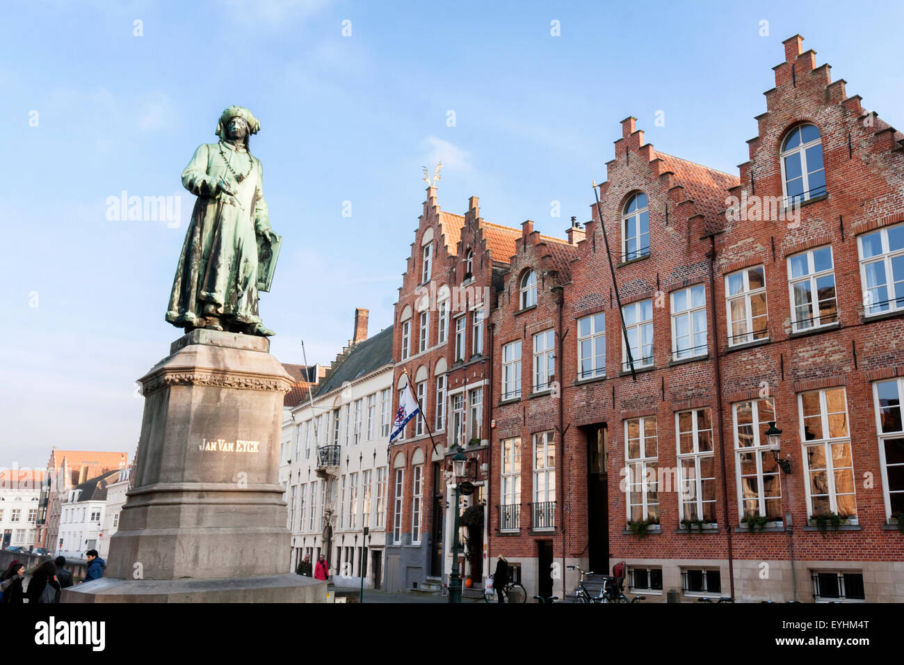 Van Eyck square, Bruges, Belgique Banque D'Images