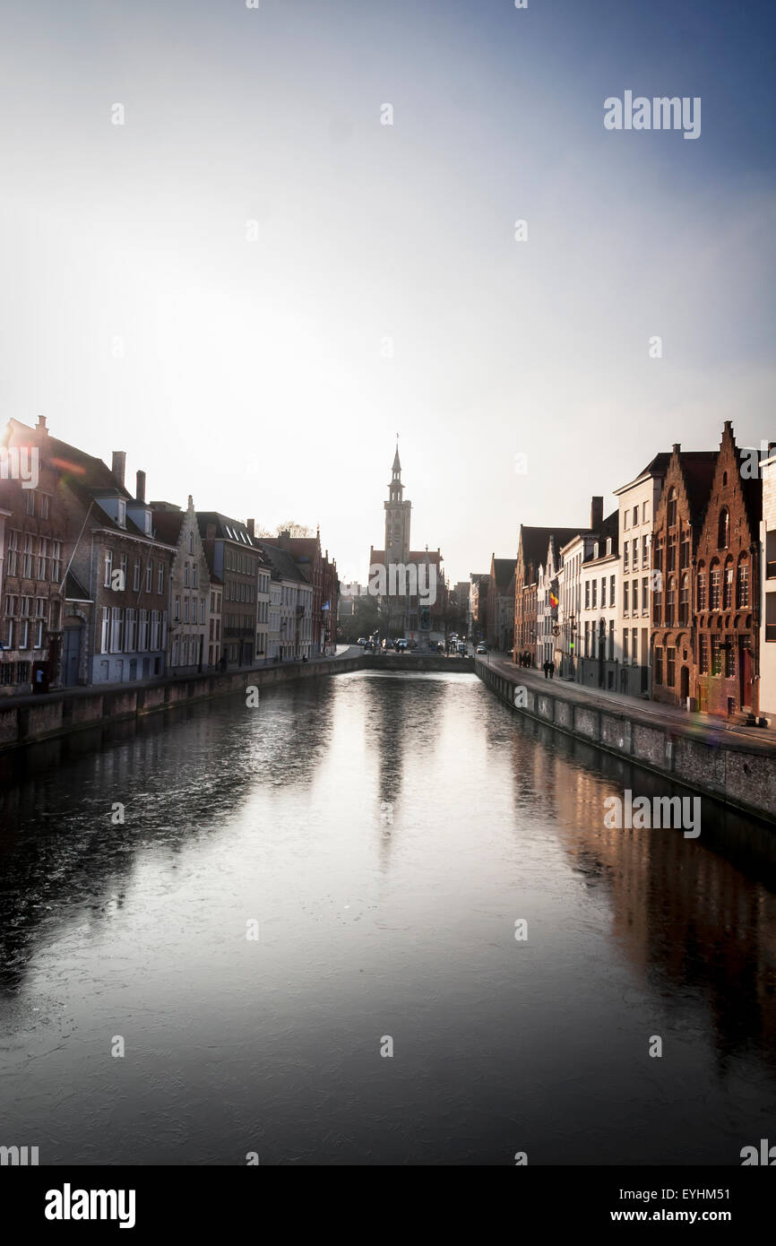 Canal Spiegelrei, Bruges, Belgique Banque D'Images