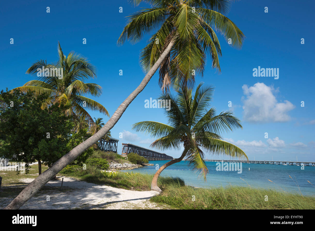 Vieux pont de chemin de fer CALUSA BEACH BAHIA HONDA STATE PARK BAHIA HONDA KEY FLORIDE USA Banque D'Images