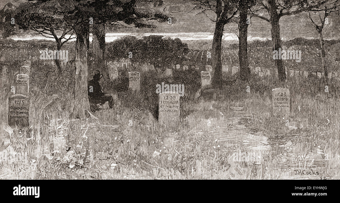 Tombes des soldats au cimetière national d'Arlington, le comté d'Arlington, Virginie, États-Unis d'Amérique au 19e siècle. Banque D'Images