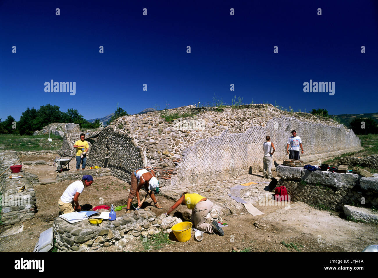 Italie, Basilicate, Grumentum, ancienne cité romaine, fouilles archéologiques Banque D'Images