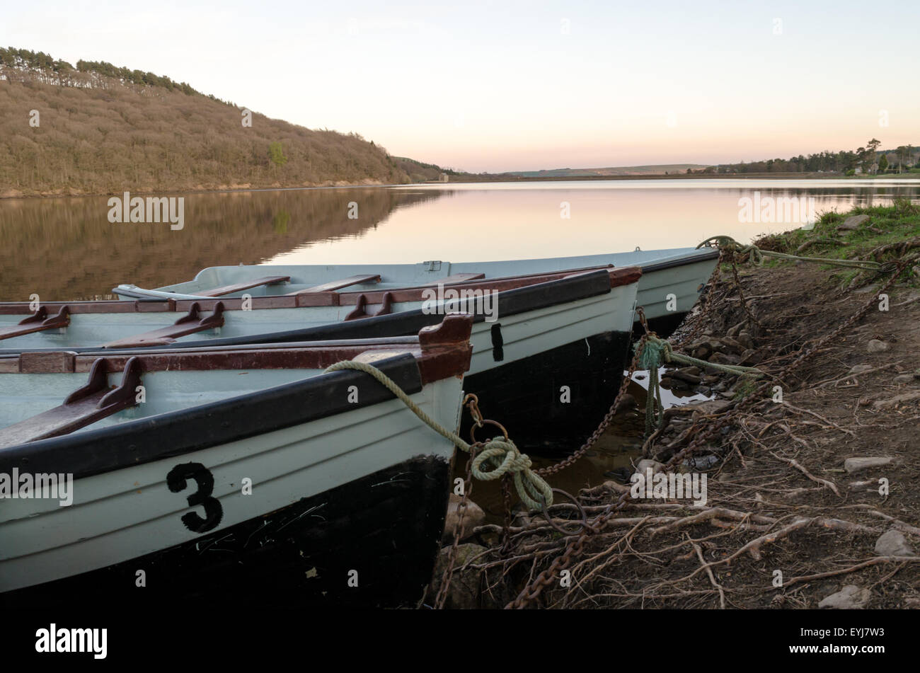 Bateaux à Tunstall réservoir, nr Weardale, County Durham Banque D'Images