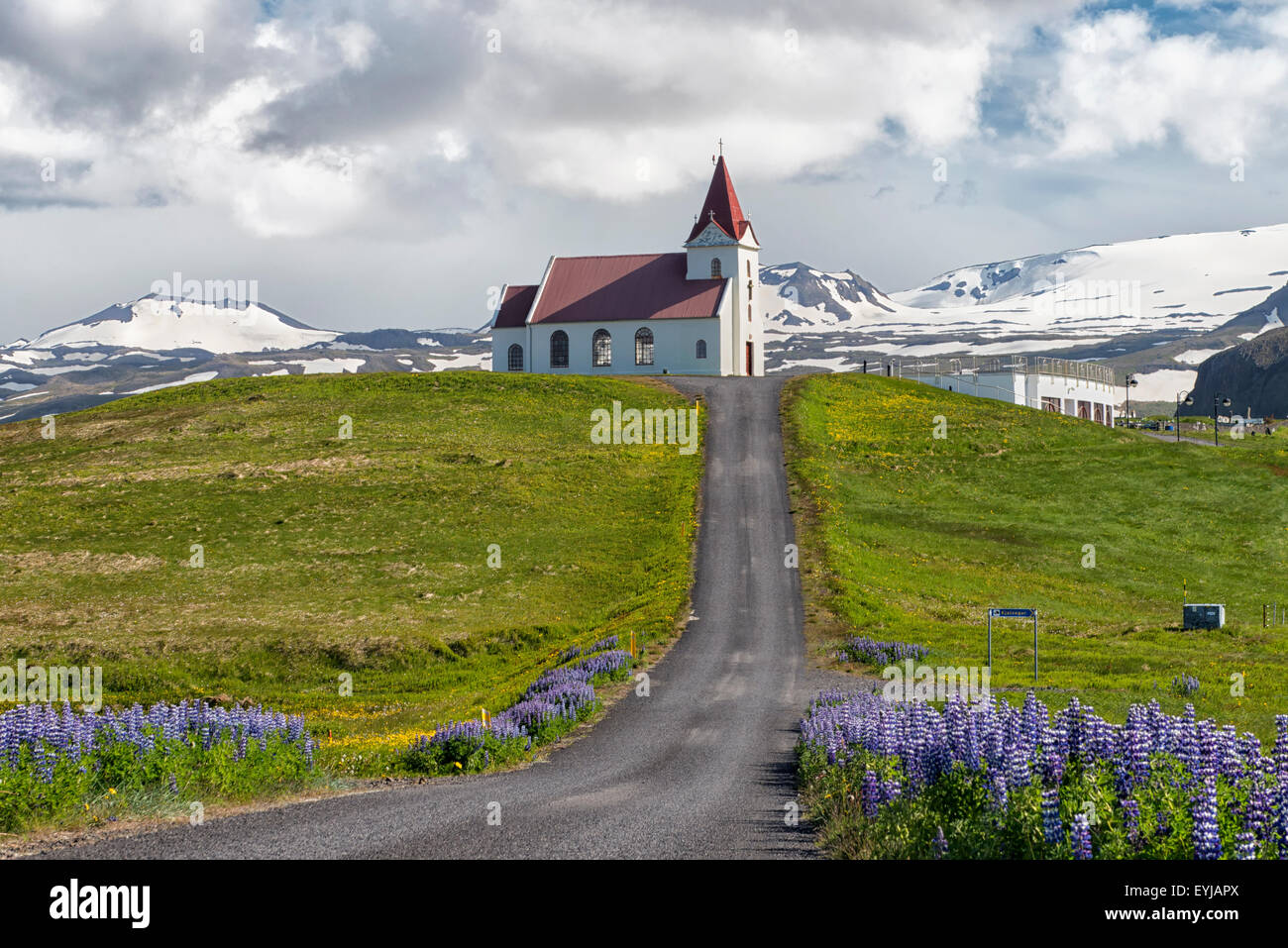 Près de l'Église authentique Hellissandur, Islande Banque D'Images