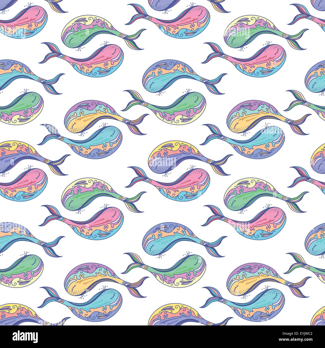 Vecteur coloré motif dans la mer avec des poissons de mer style croquis Illustration de Vecteur