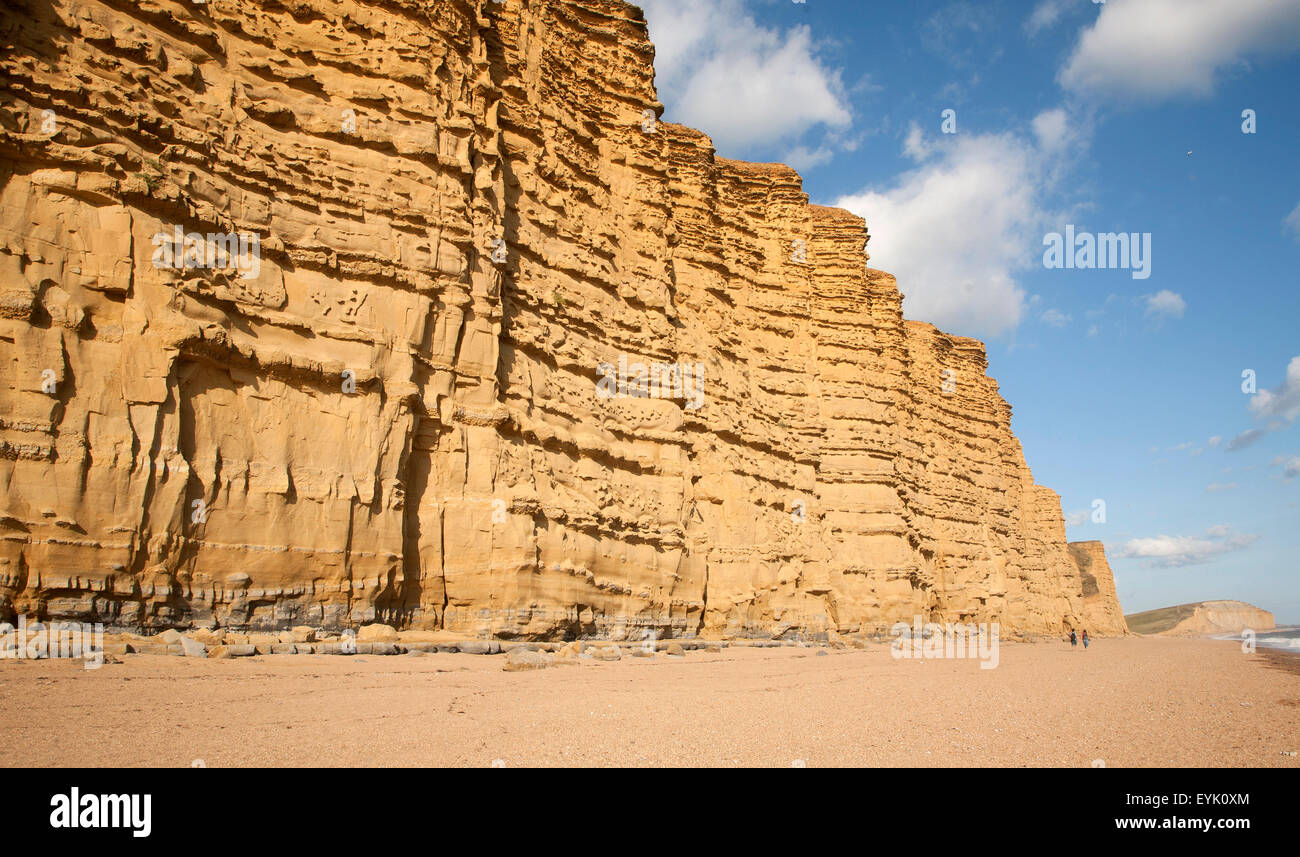 Falaises de grès et West Bay Beach, Bridport, Dorset, England, UK Banque D'Images
