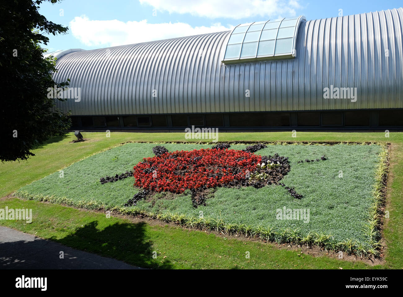 Une coccinelle fabriqués à partir de plantes à l'université de Loughborough pour célébrer 100 ans de ladybird books Banque D'Images