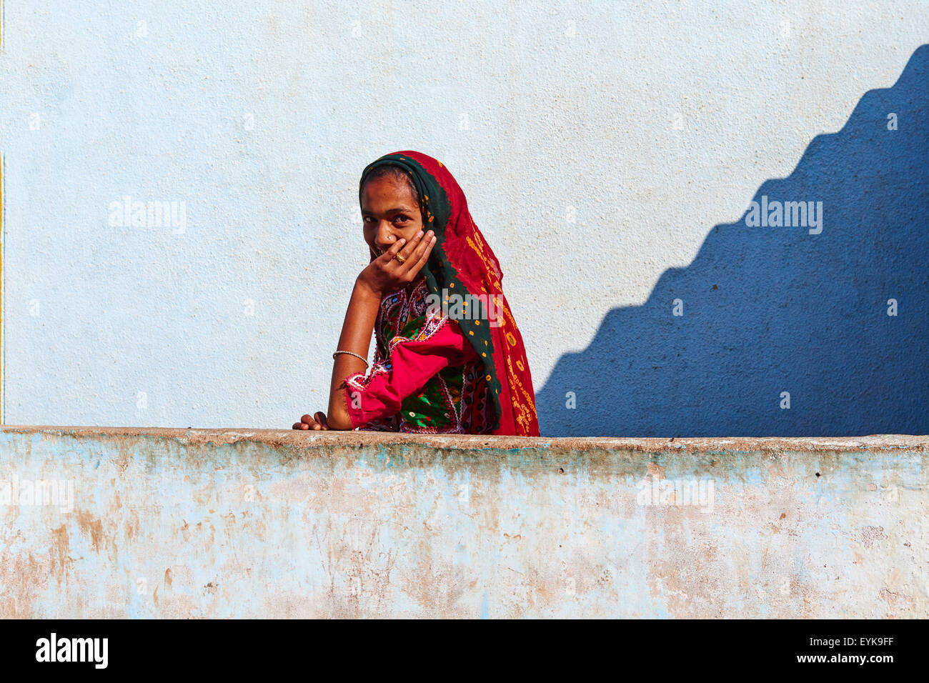 L'Inde, le Gujarat, Kutch, Padhar village, groupe ethnique Ahir Banque D'Images