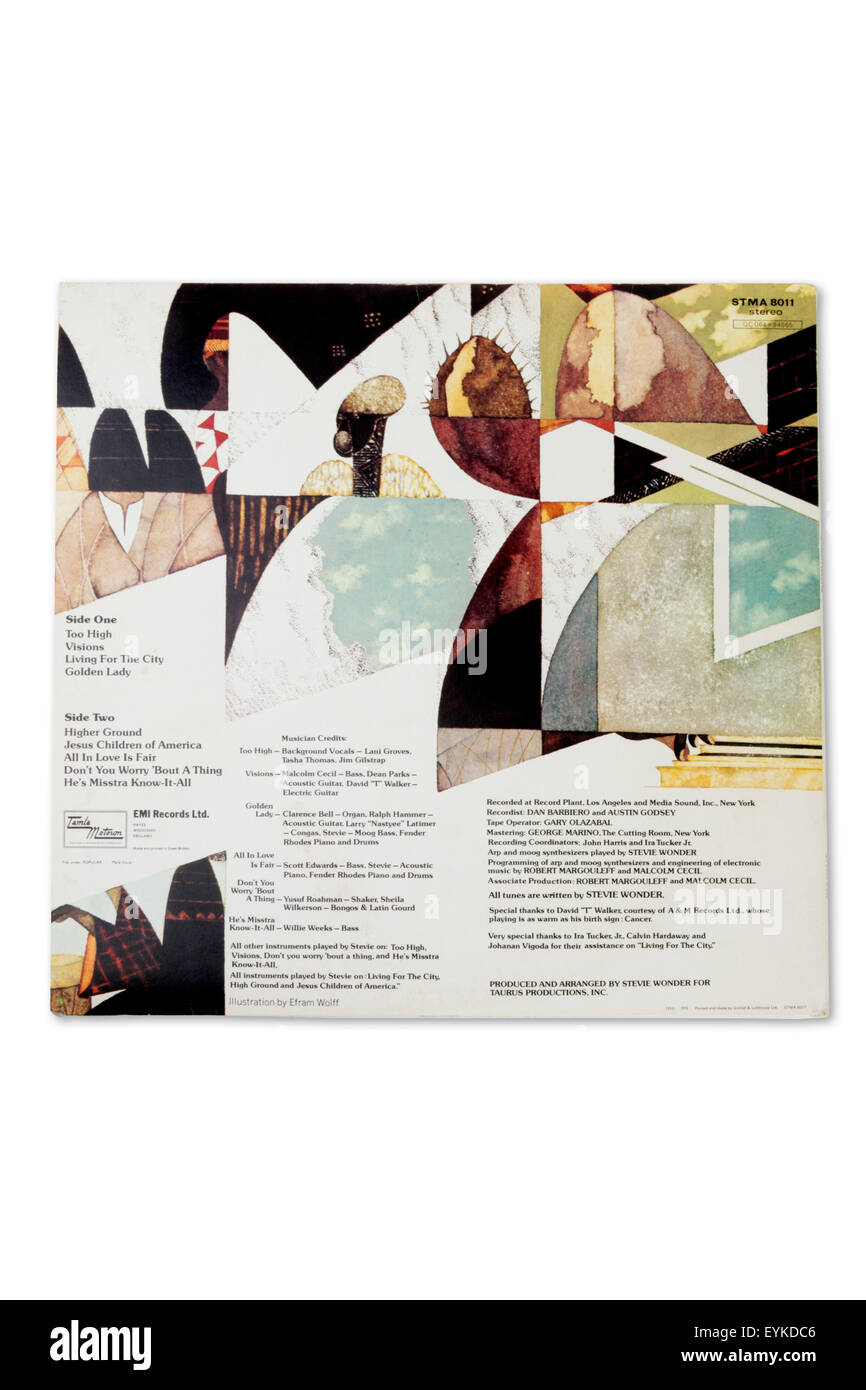 Stevie Wonder Innervisions notice couverture de l'album Banque D'Images