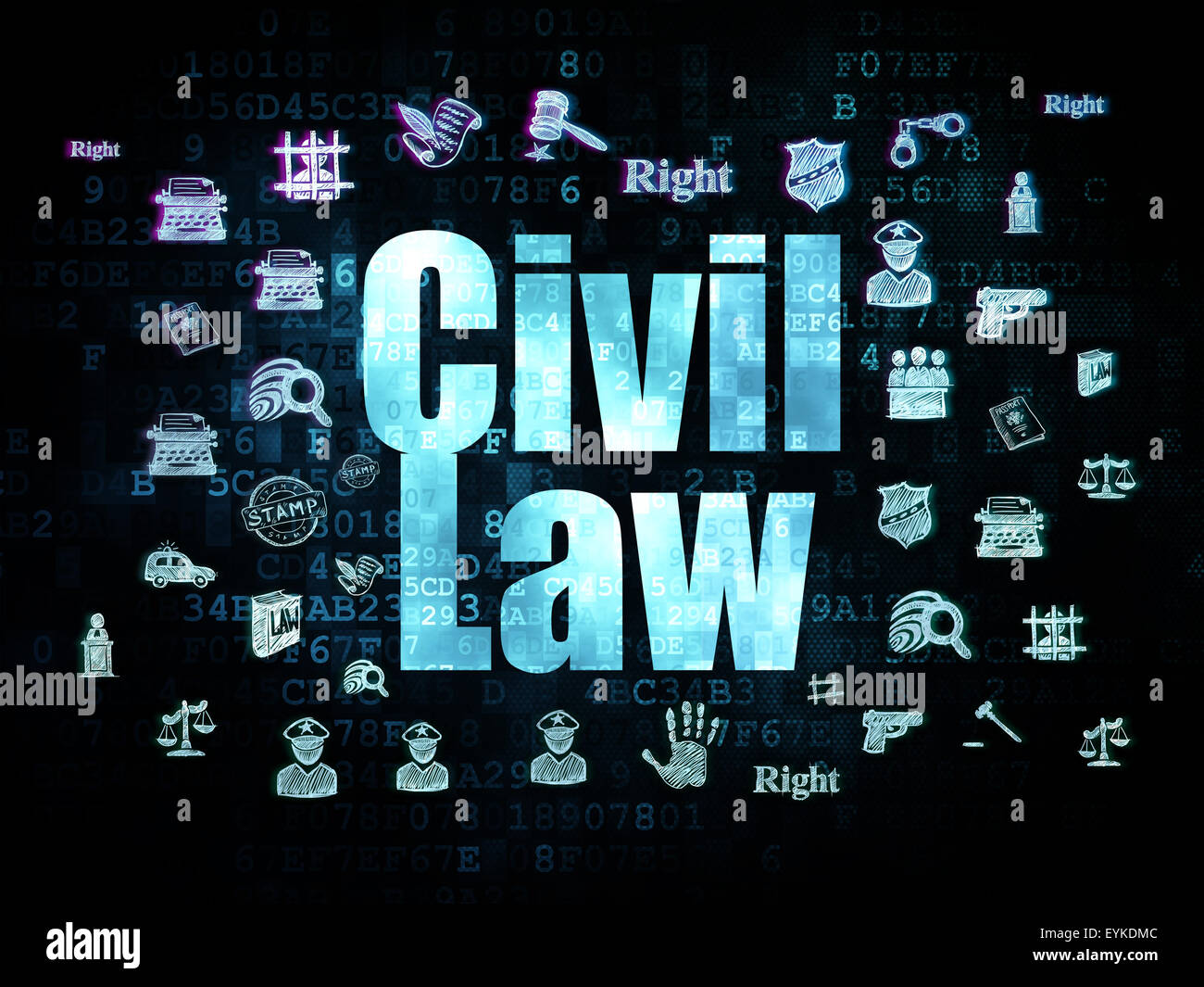 Concept de droit : Droit civil sur la base numérique Banque D'Images
