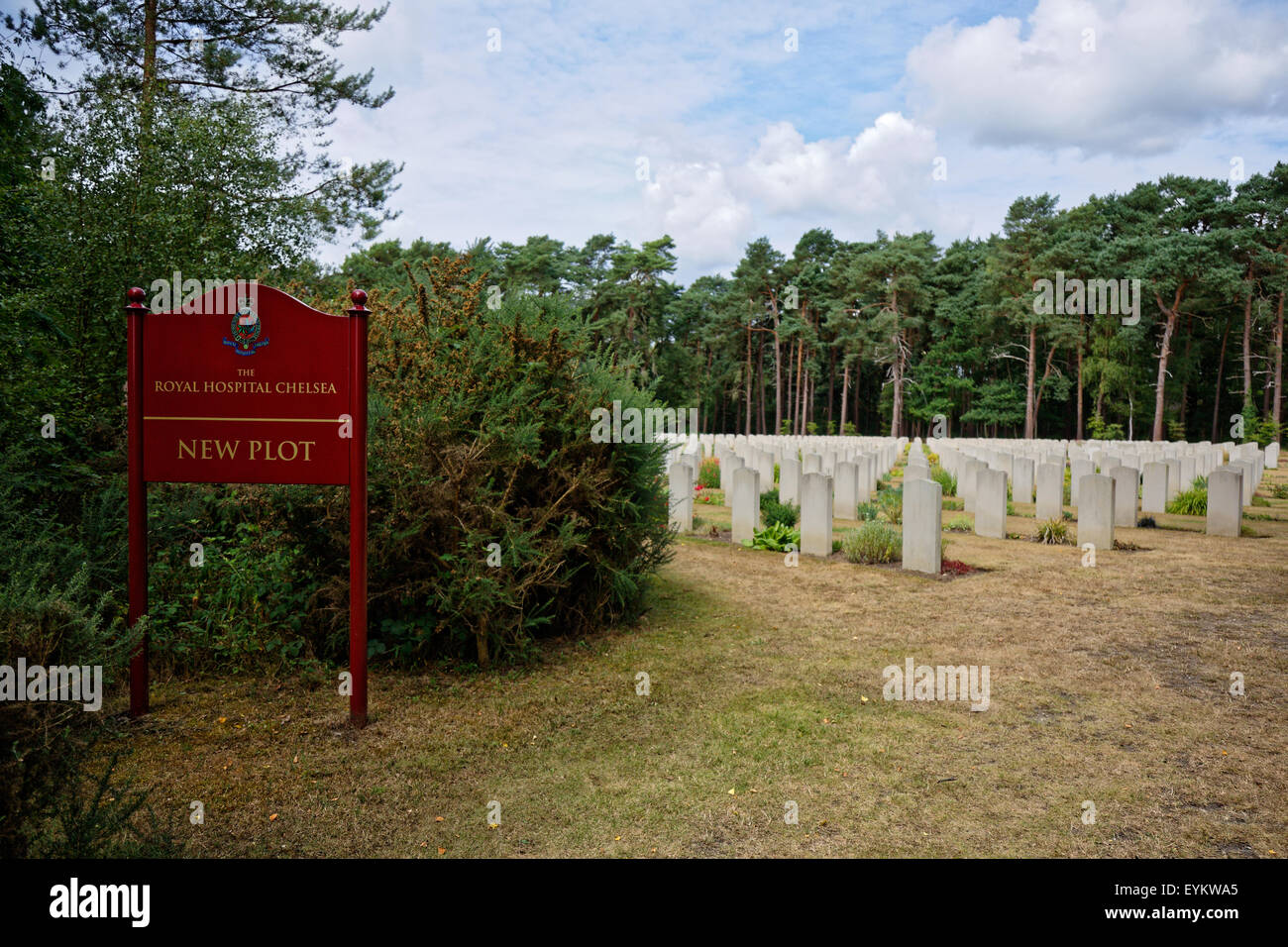 Le Royal Hospital Chelsea 'Tracé' nouveau cimetière au cimetière militaire de Brookwood pour les retraités Banque D'Images