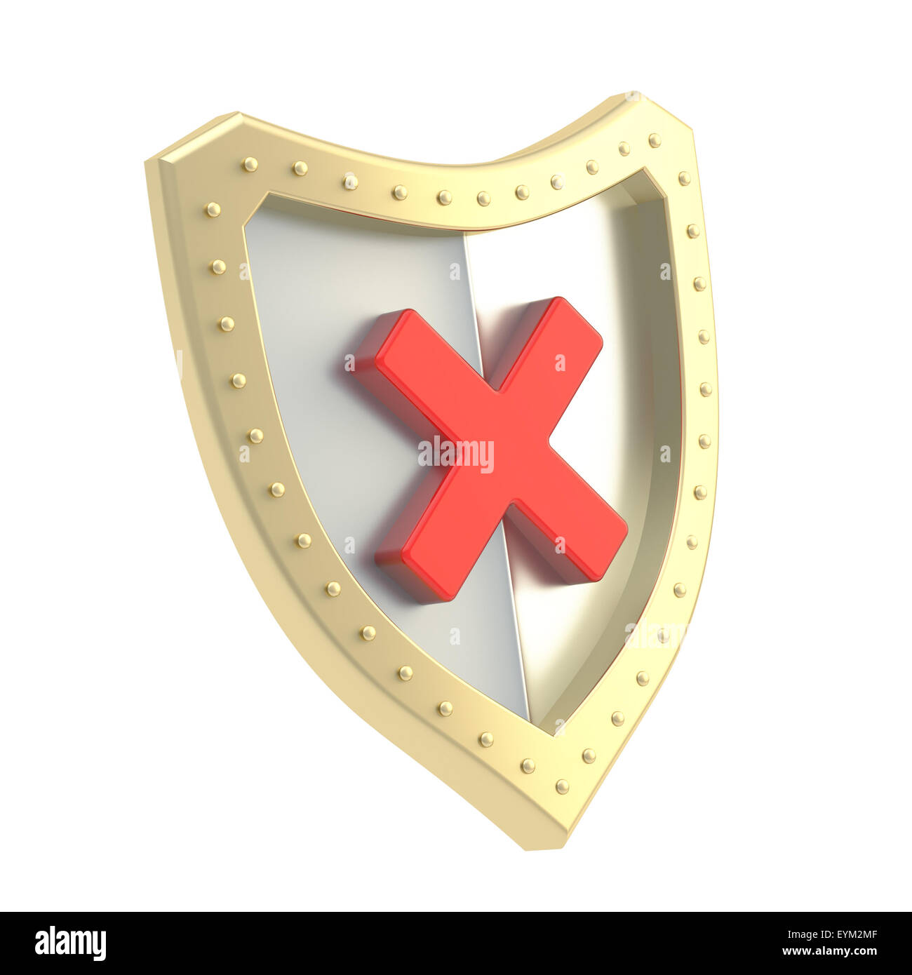 Non x cross mark signer sur un bouclier Banque D'Images